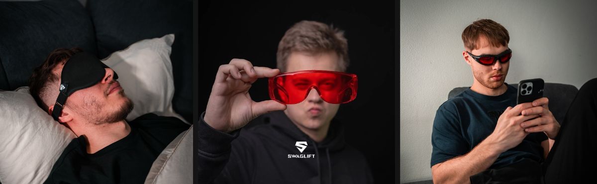 spánek, červené brýle